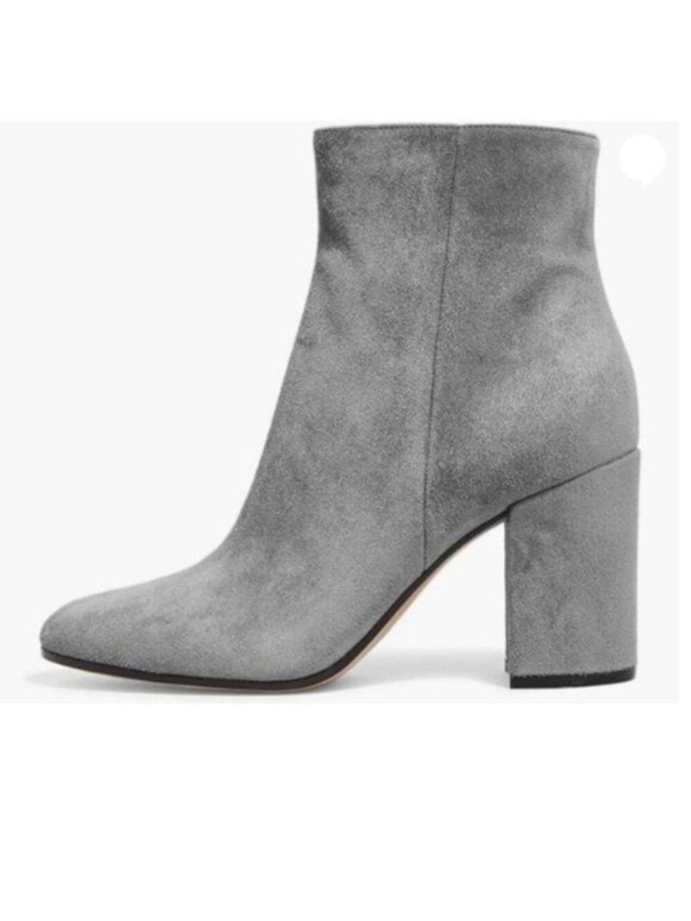 FSJ Women Almond Toe Chunky Block High Heel Handmade Ankle Booties Grey Shoes